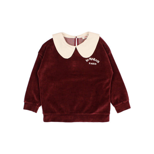 Velvet Sweatshirt & Pants Set - Pomegranate