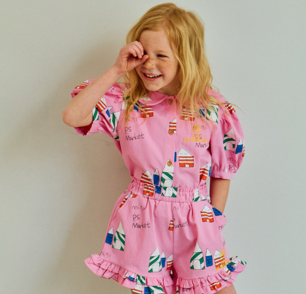House Printed Shirt and Short Set - Pink