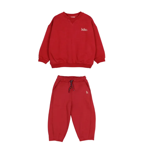 Fleece Sweatshirt & Pant - Cherry