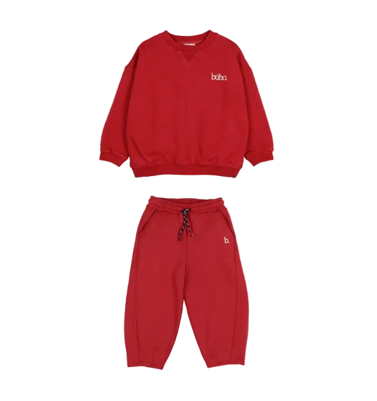 Fleece Sweatshirt & Pant - Cherry