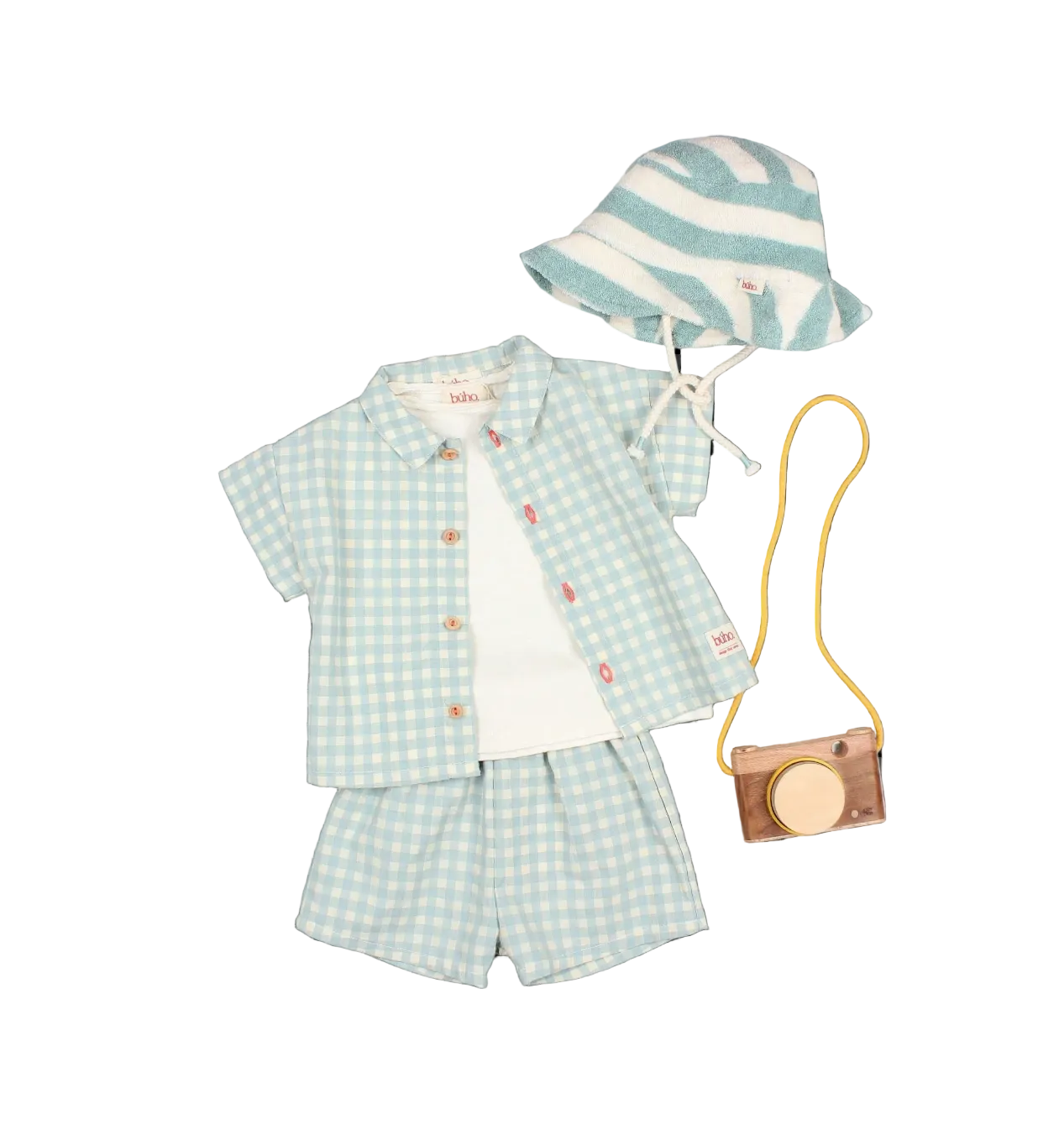 Baby Gingham Boy Set - Aqua