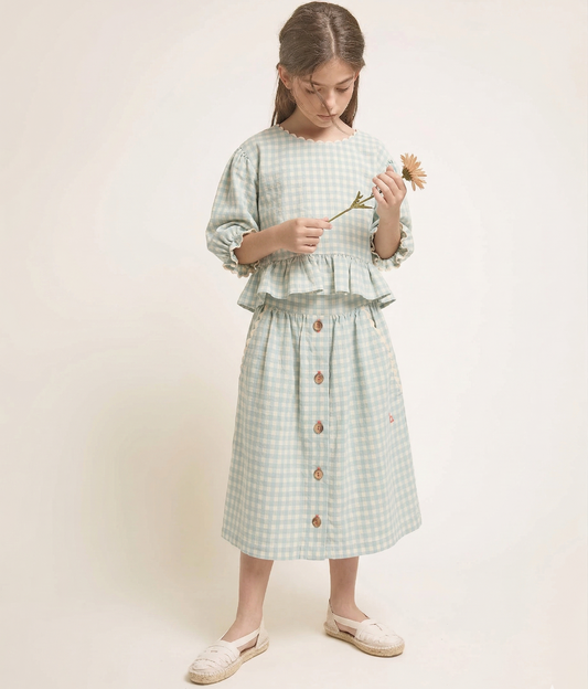 Gingham Blouse - Aqua