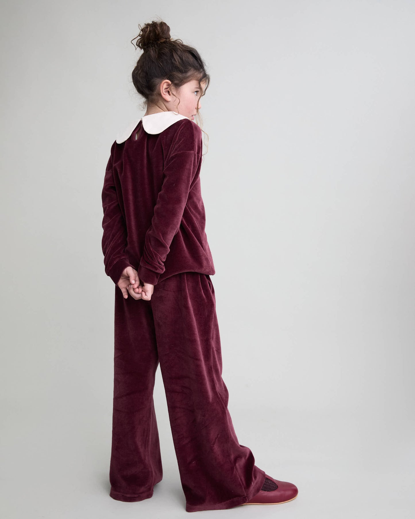 Velvet Sweatshirt & Pants Set - Pomegranate