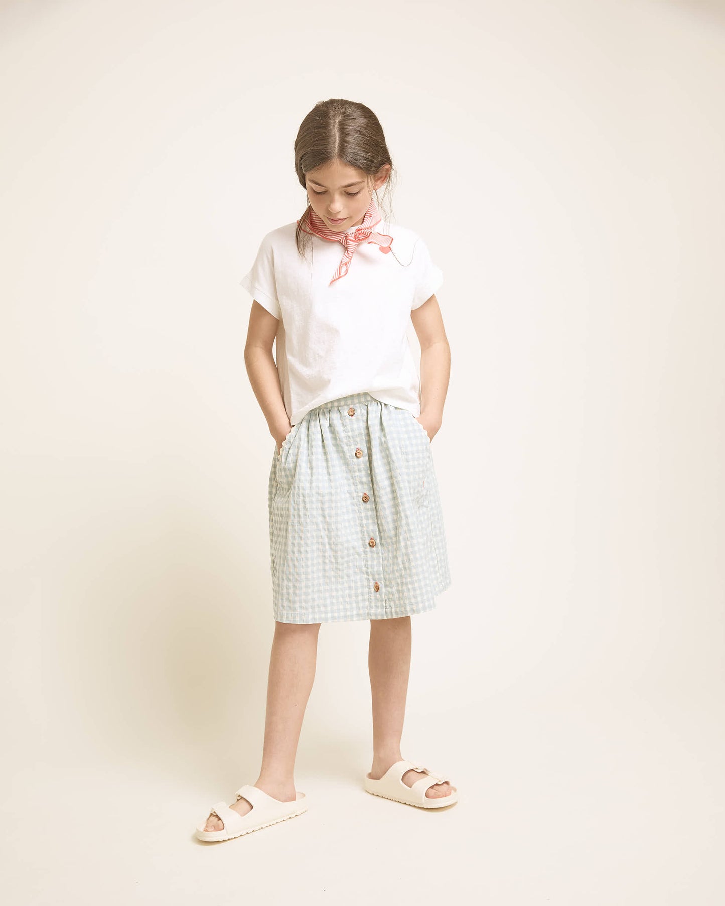 Gingham Midi Skirt - Aqua