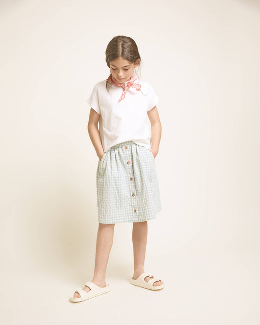 Gingham Midi Skirt - Aqua