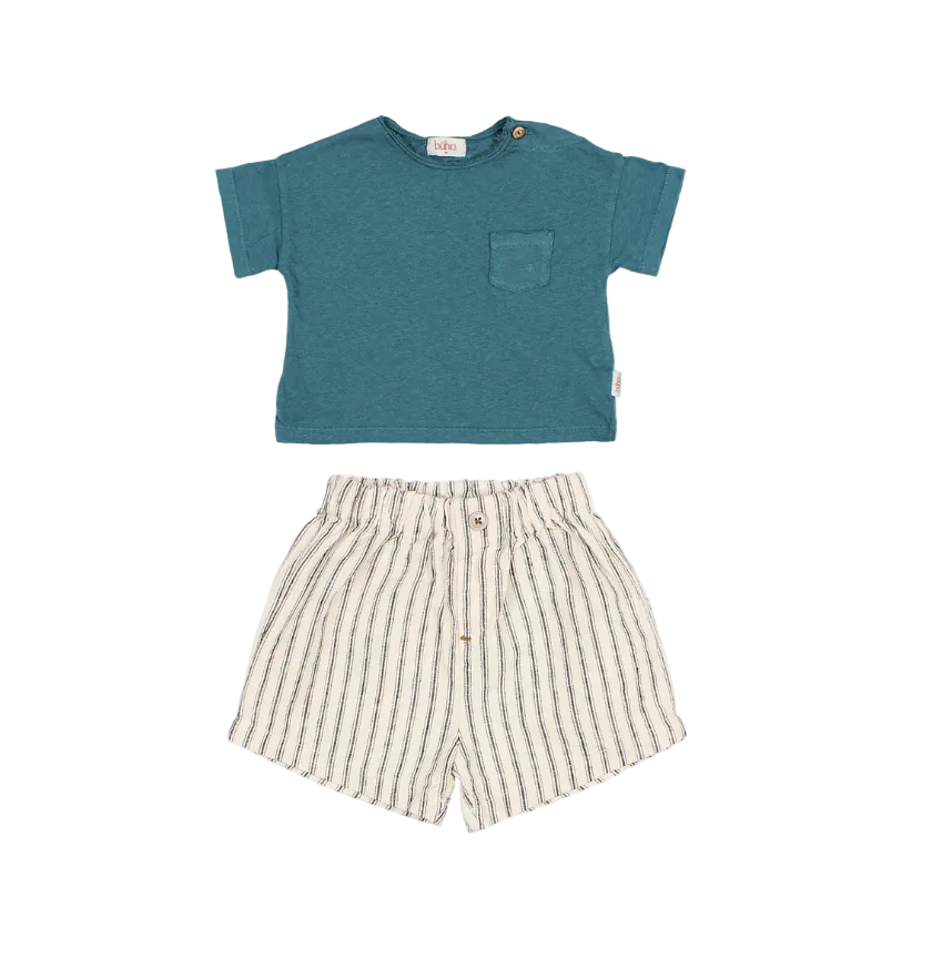 Baby Linen T-Shirt and Stripe Shorts