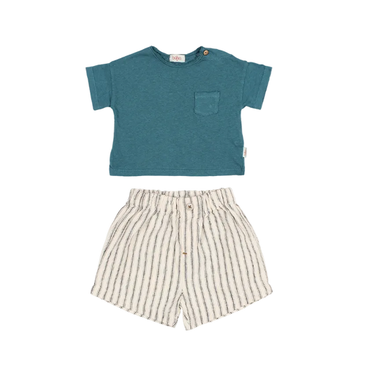 Baby Linen T-Shirt and Stripe Shorts