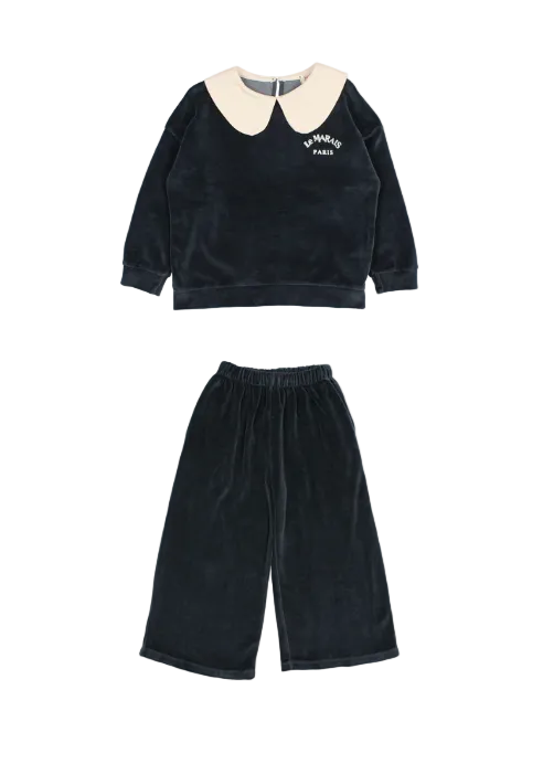 Velvet Sweatshirt & Pants Set - Whale