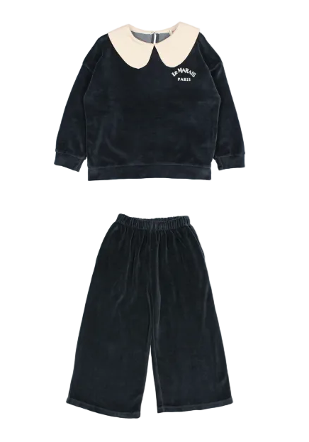 Velvet Sweatshirt & Pants Set - Whale