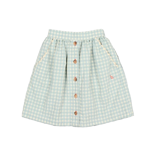 Gingham Midi Skirt - Aqua