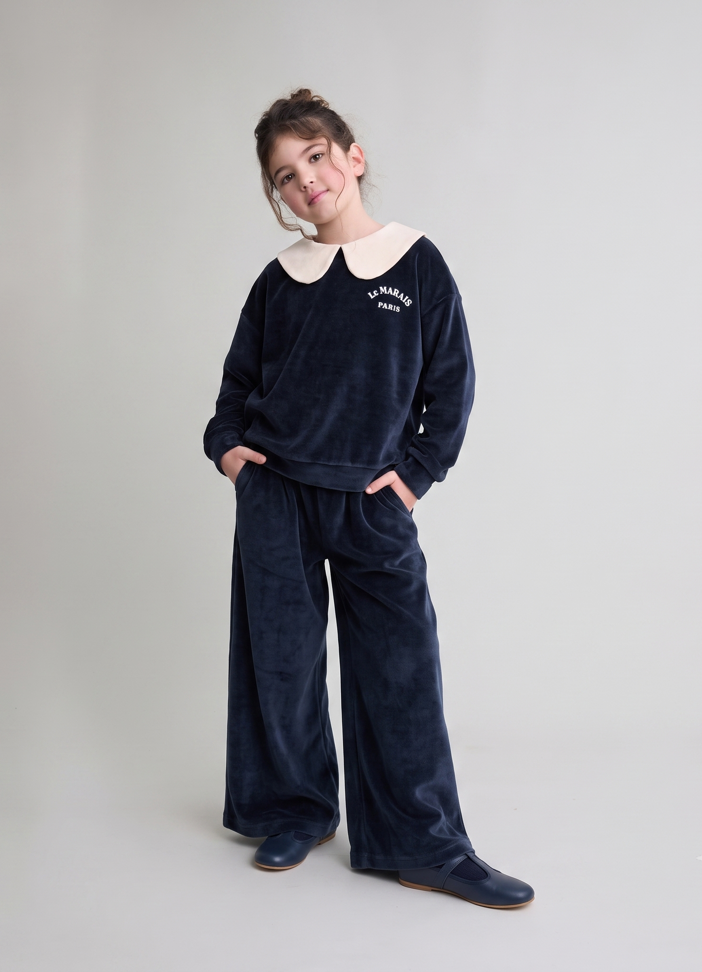 Velvet Sweatshirt & Pants Set - Whale